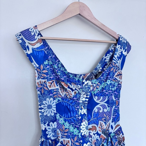 NWT Vanessa Mooney The Elisabeth Daisy Silk Blue Floral Romper Size Small - Picture 4 of 10